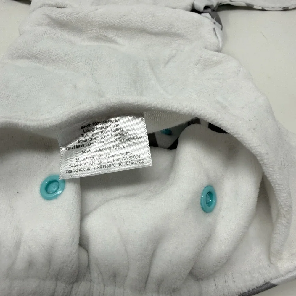 BumKins Pocket Diaper Cloth Diapers One Size Adjustable Washable Gray w Insert